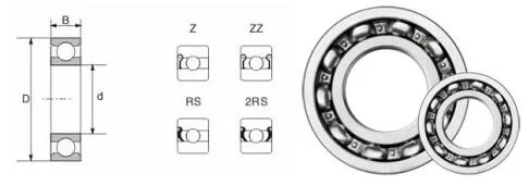 Rolling Bearing for Stair Components 608-2RS 6001 6003